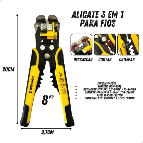 Alicate Decapador 3 em 1 BOMVINK 1702