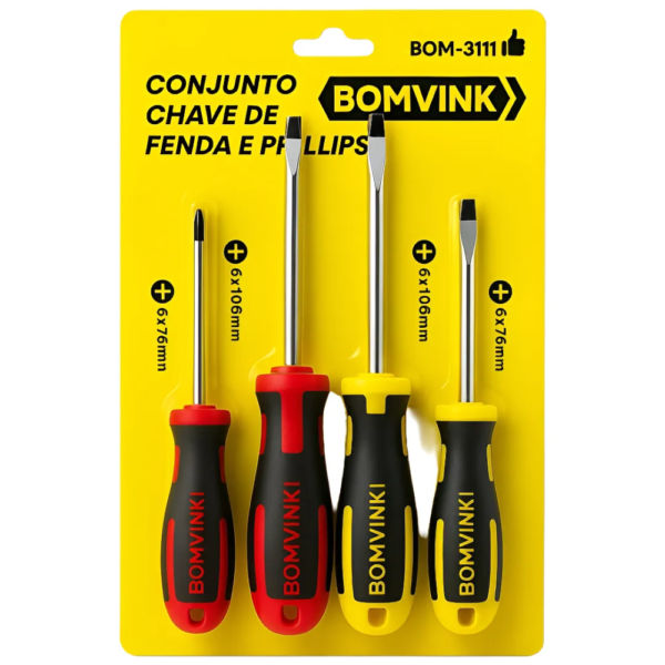 Pluga e Vai - Kit Chaves de Fenda e Phillips BOMVINK BOM-3111