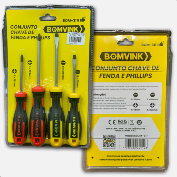 Pluga e Vai - Kit Chaves de Fenda e Phillips BOMVINK BOM-3111